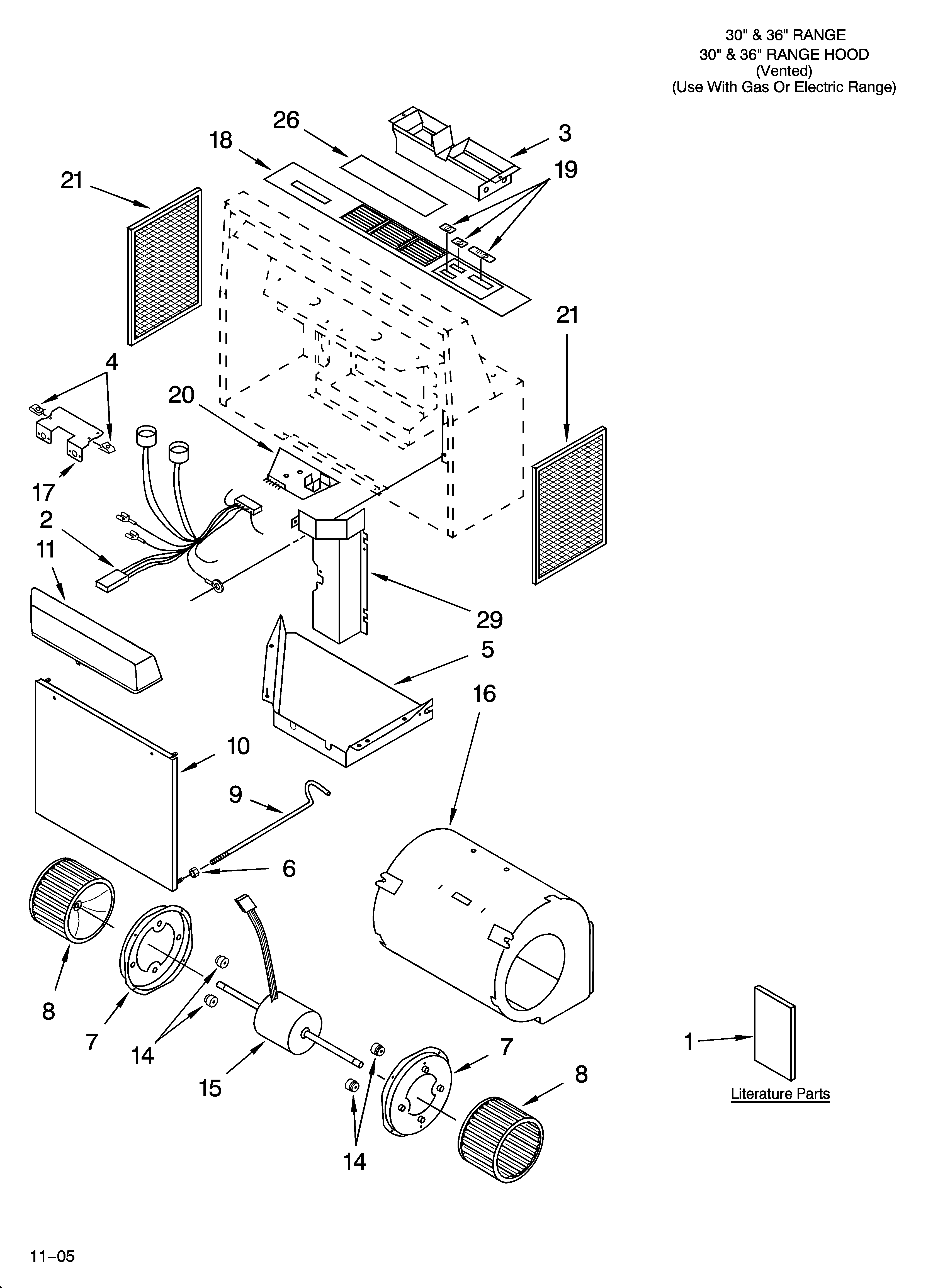 Range hood parts