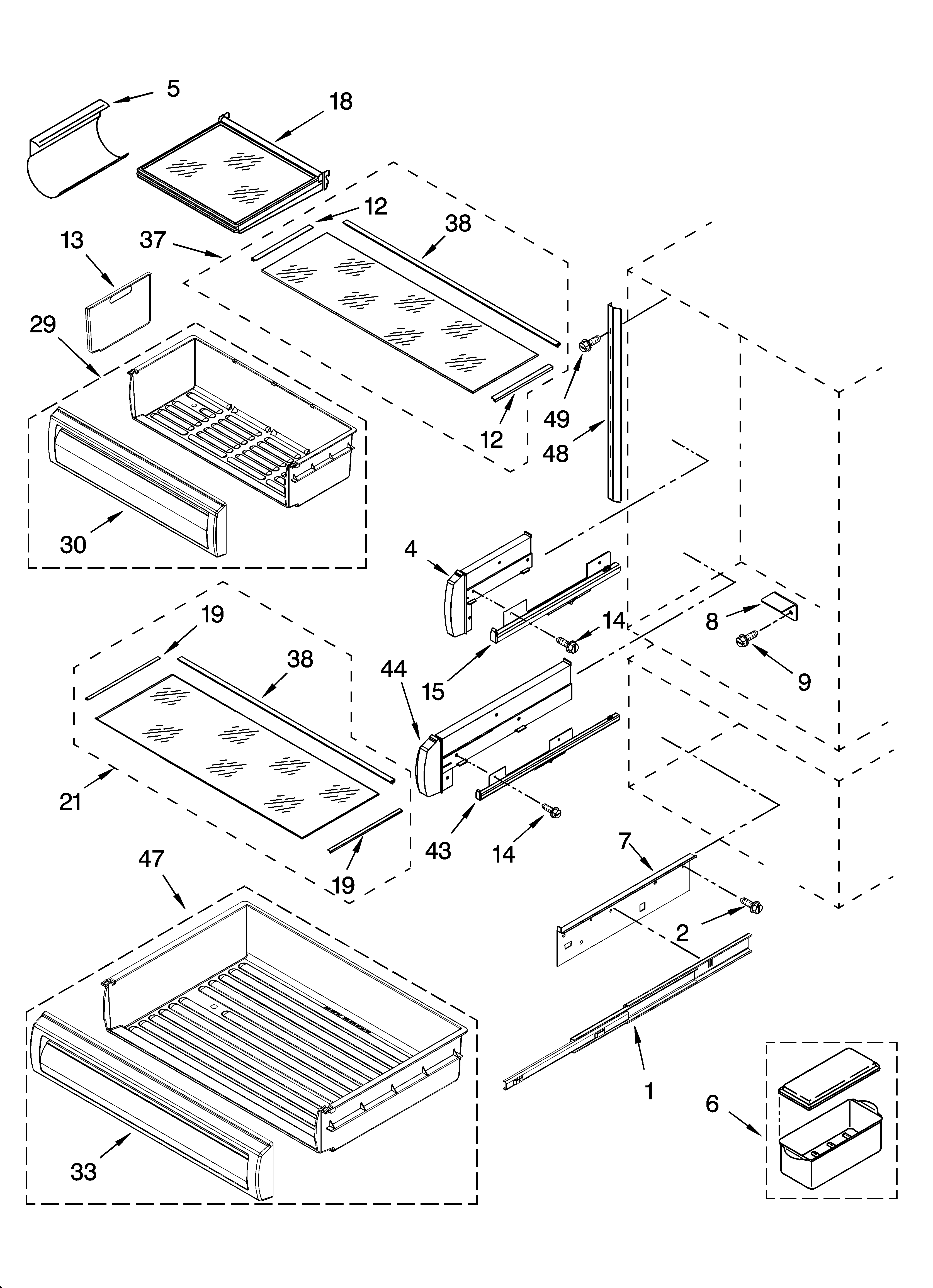 Refrigerator shelf parts
