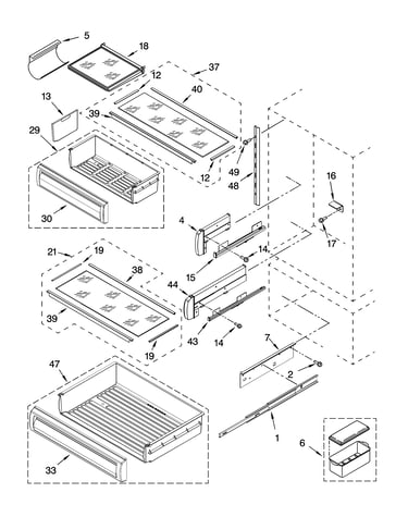 Refrigerator shelf parts