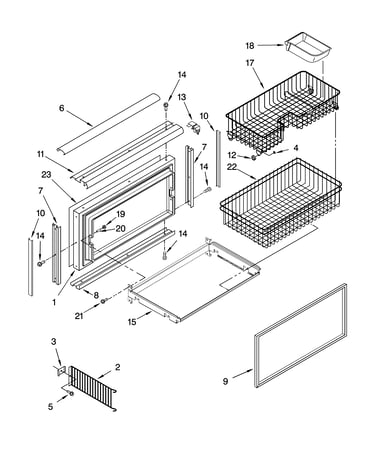 Freezer door and basket parts