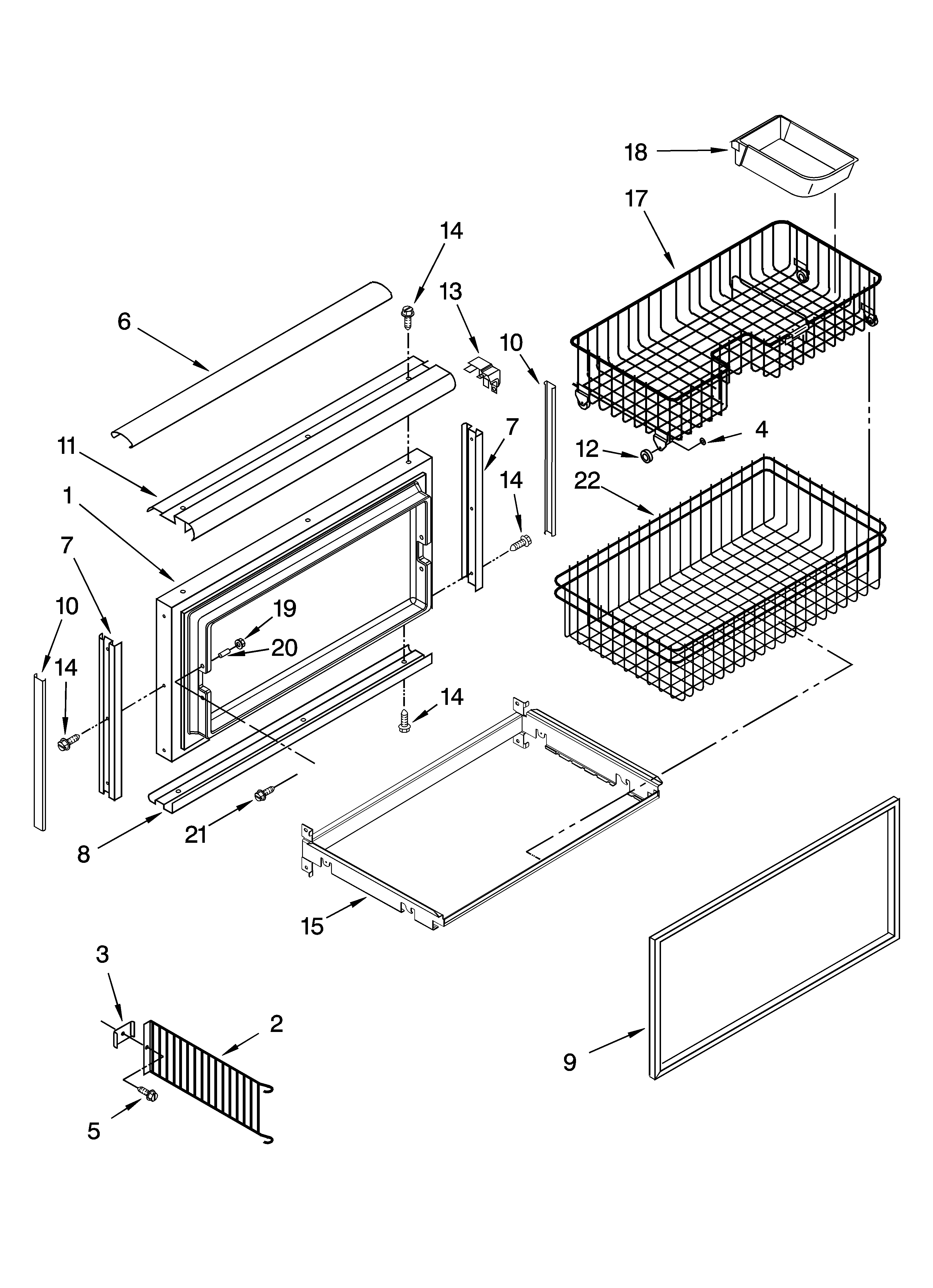 FREEZER DOOR AND BASKET PARTS