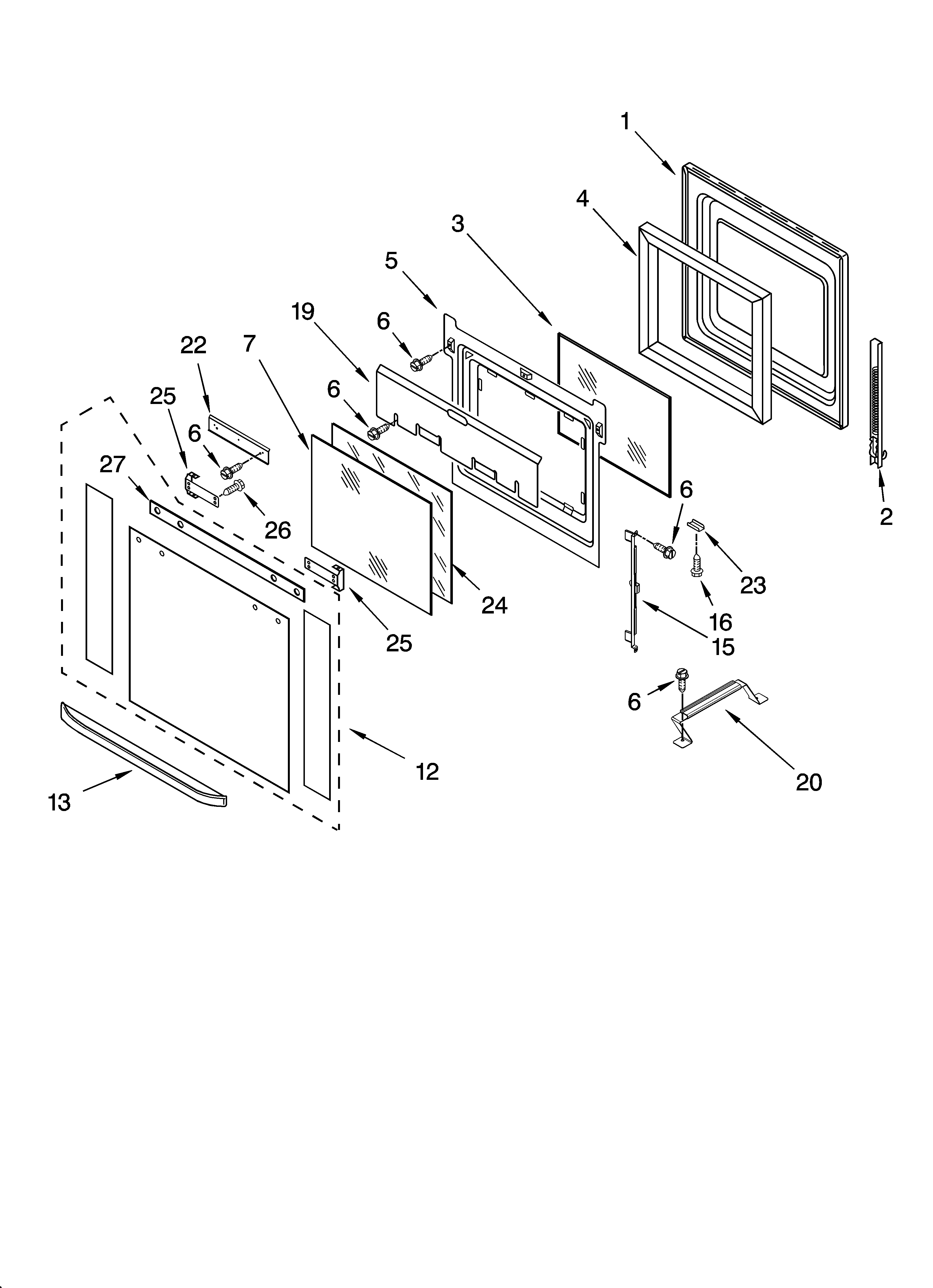 Oven door parts