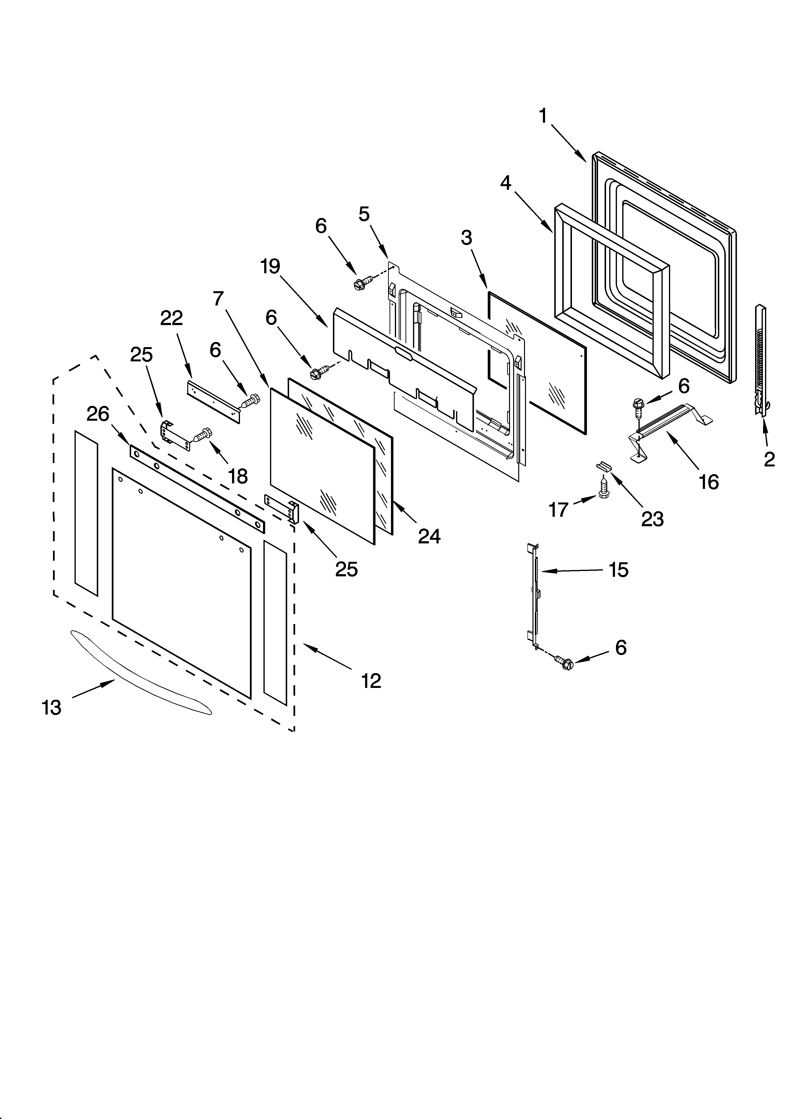 Oven door parts