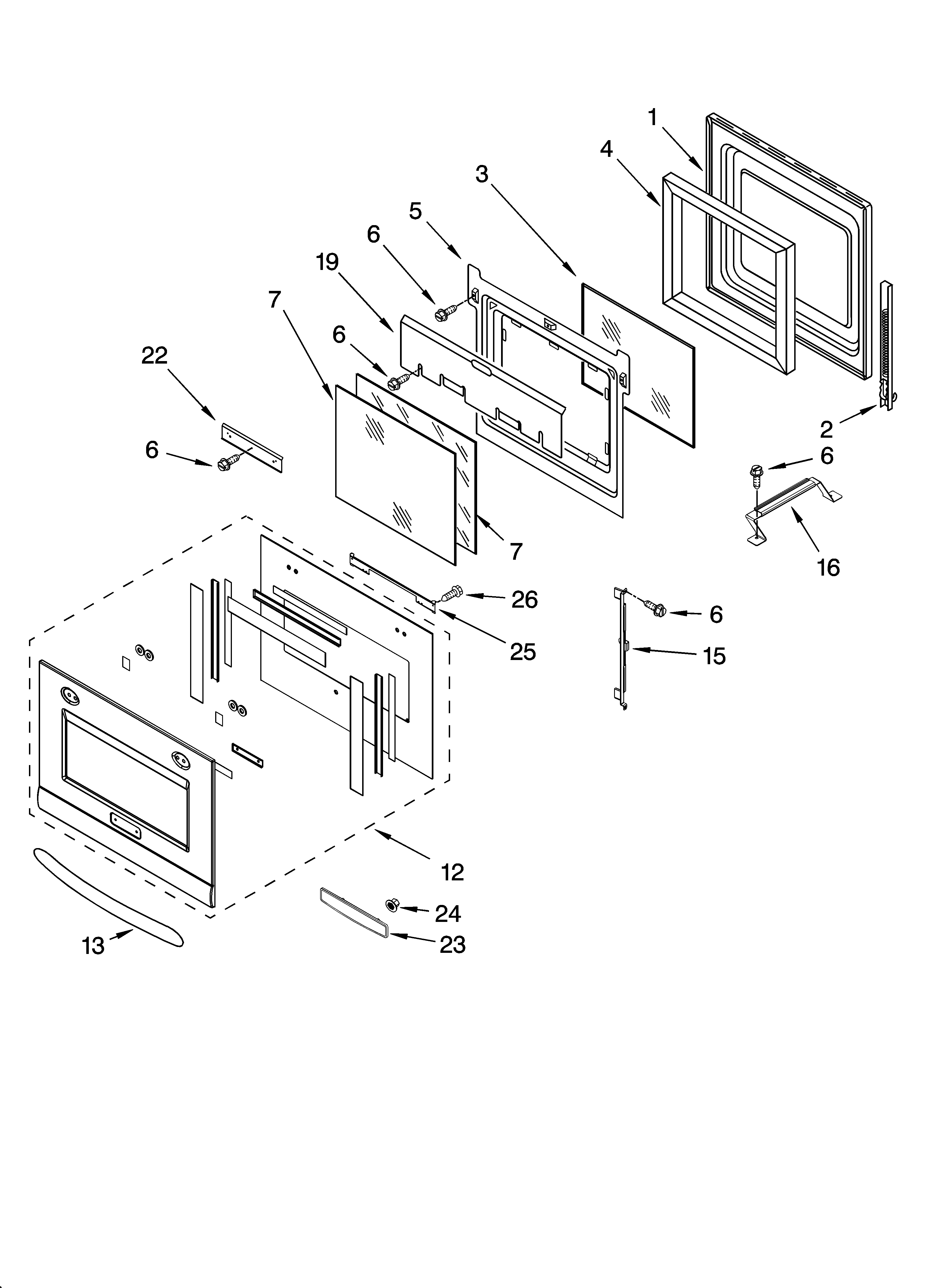 Oven door parts