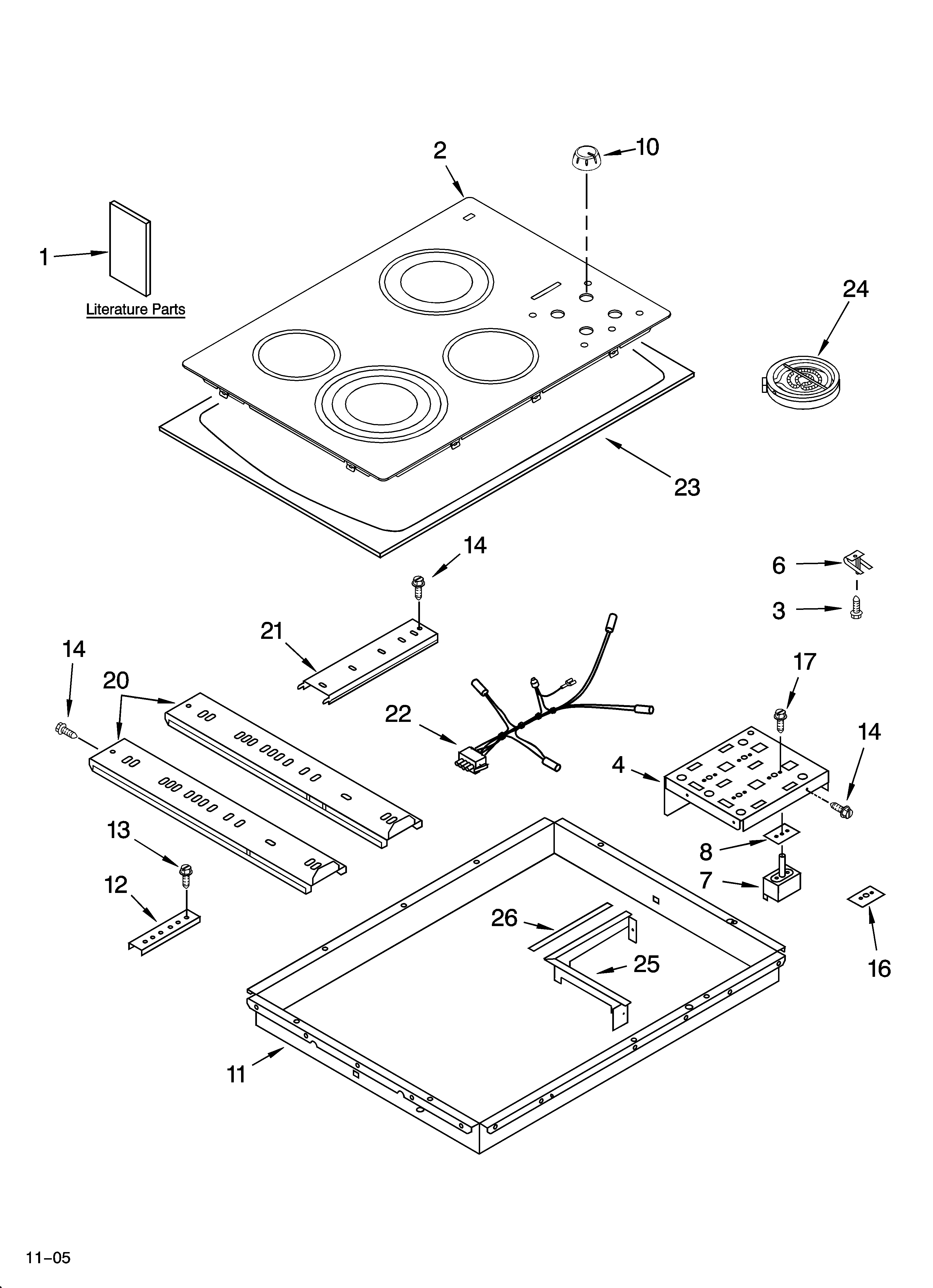 Cooktop parts, optional parts