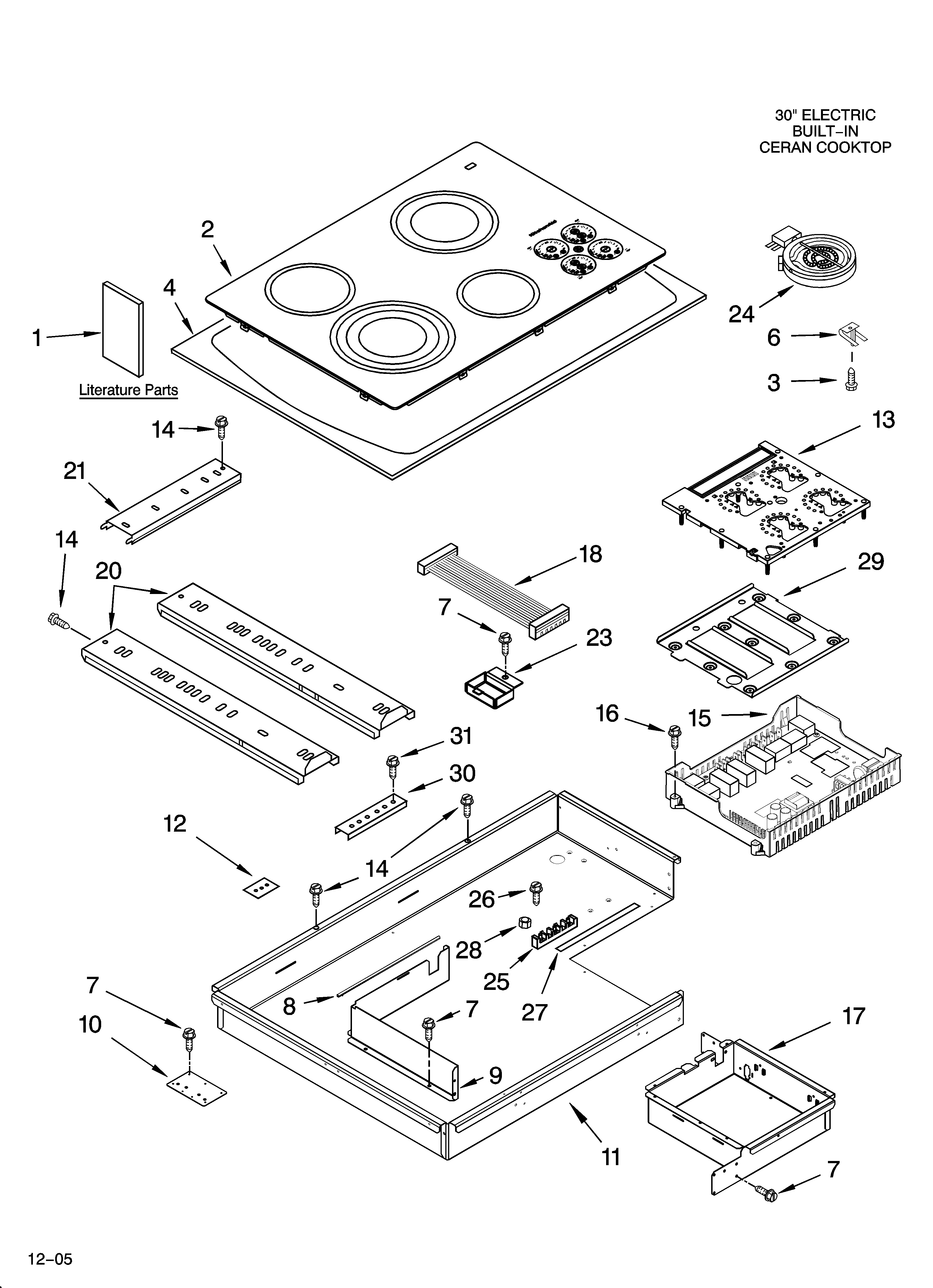 Cooktop parts, optional parts (not included)