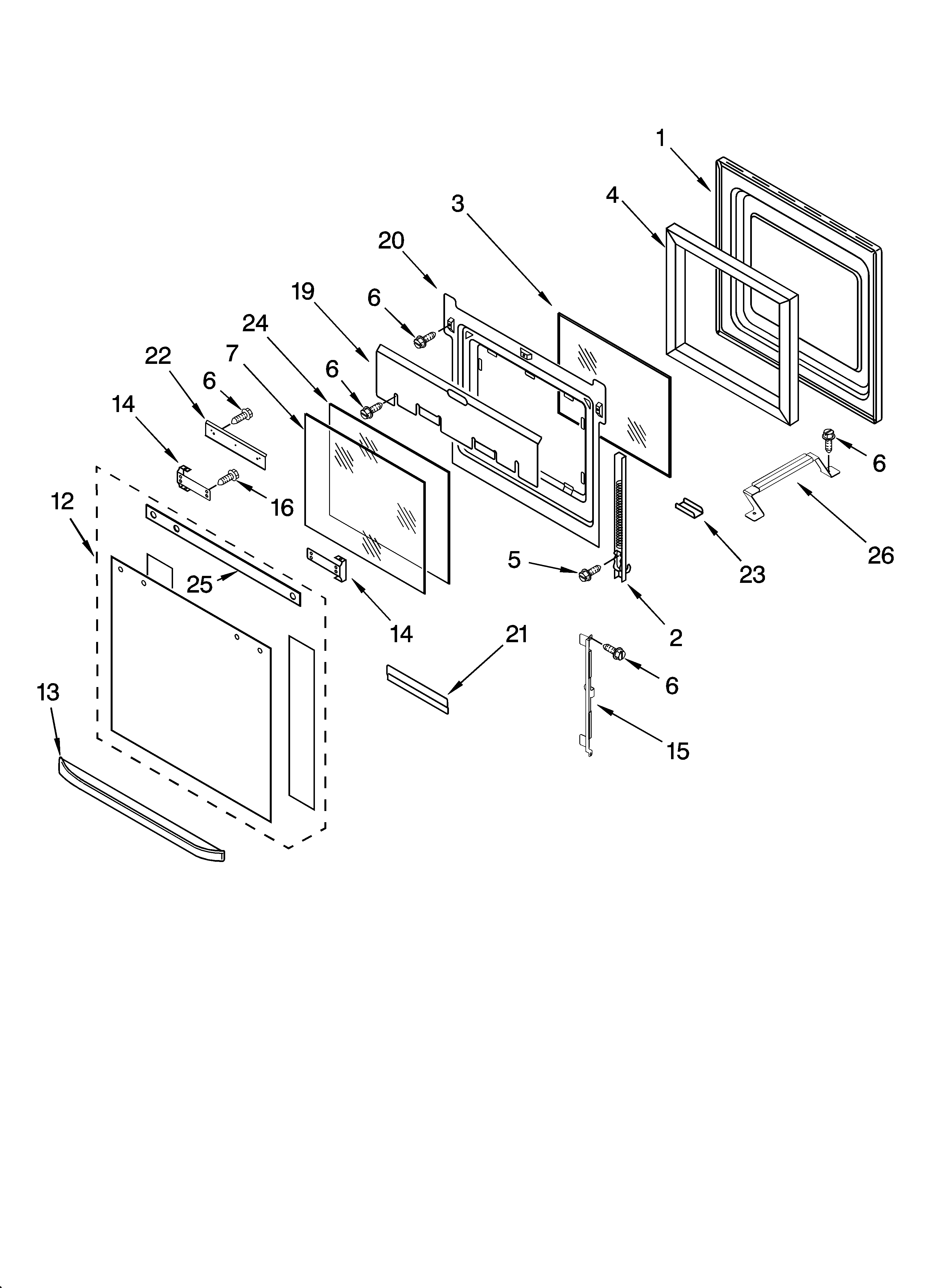 Oven door parts