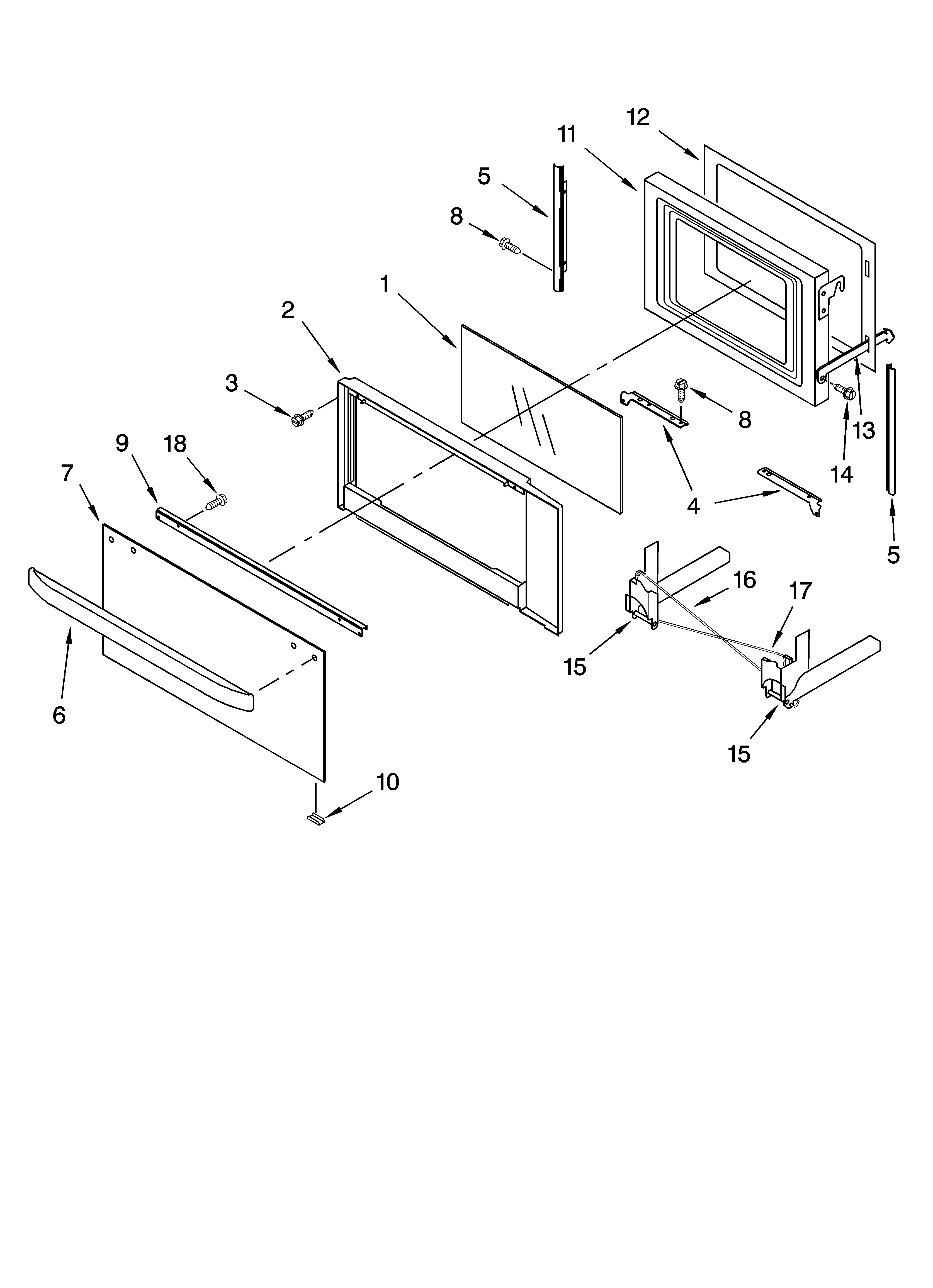 Microwave door parts, optional parts