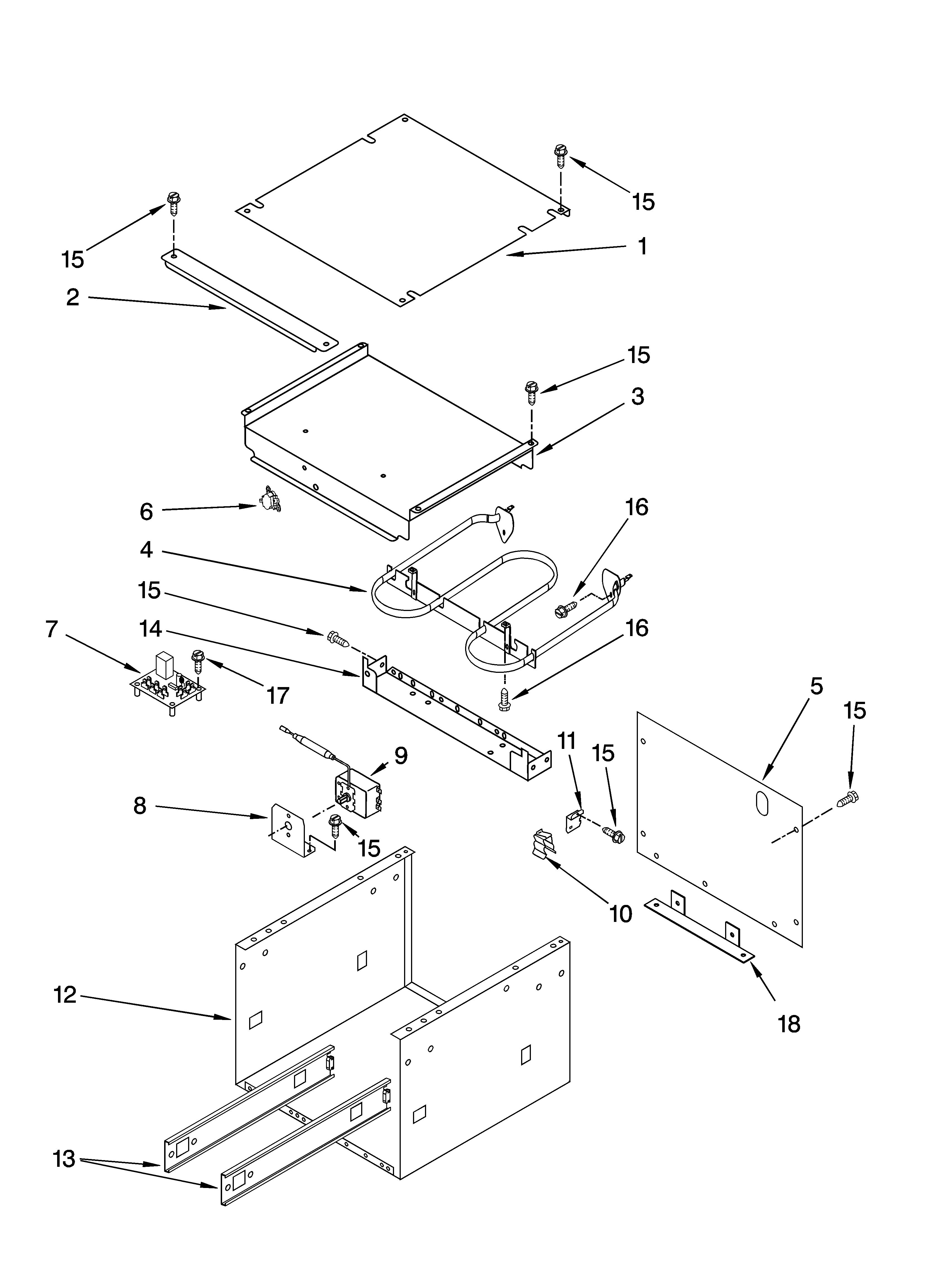 Internal warming drawer parts