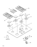 Cooktop, burner and grate parts