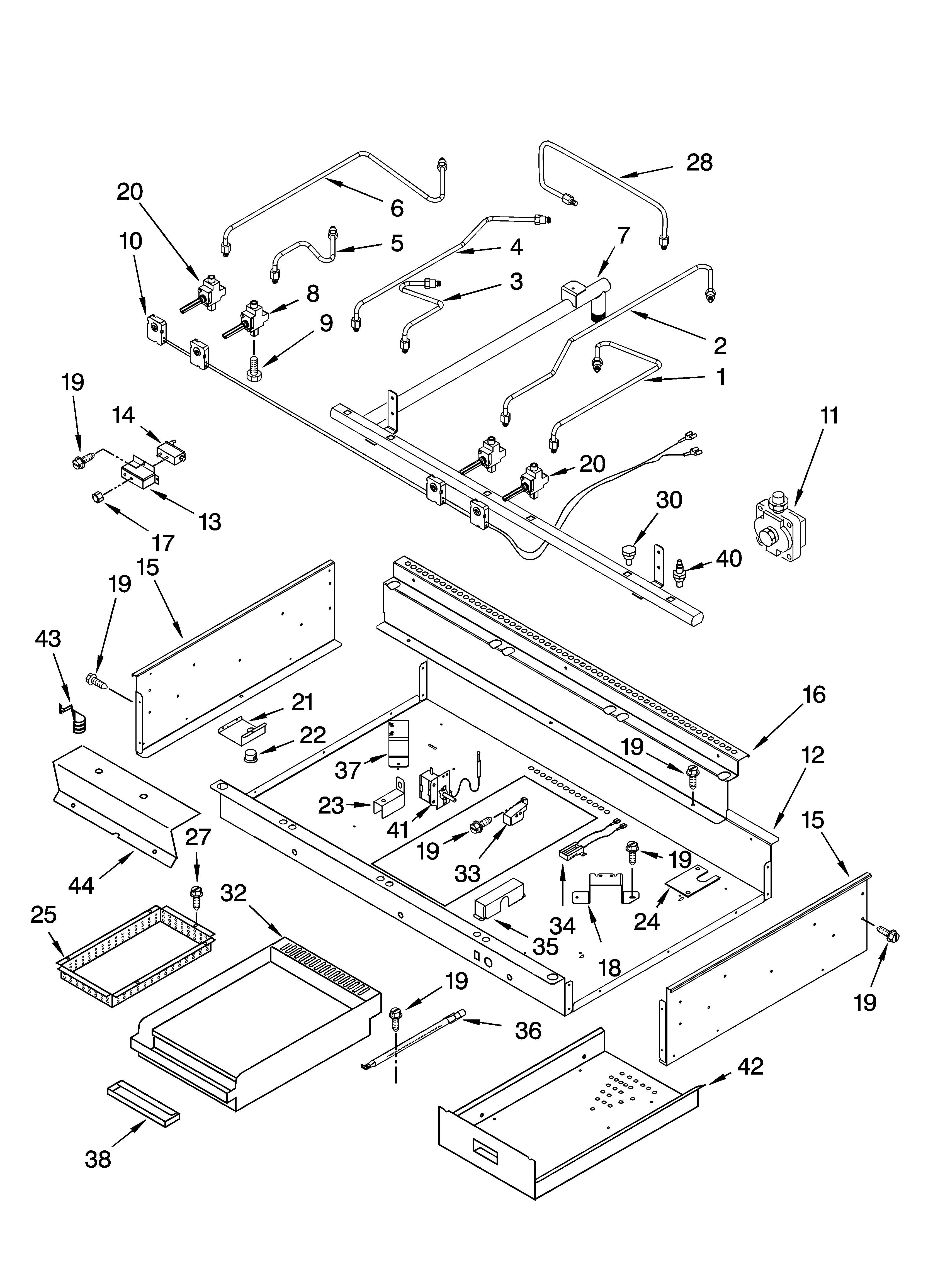 BURNER BOX, GAS VALVES, AND SWITCHES, OPTIONAL PARTS