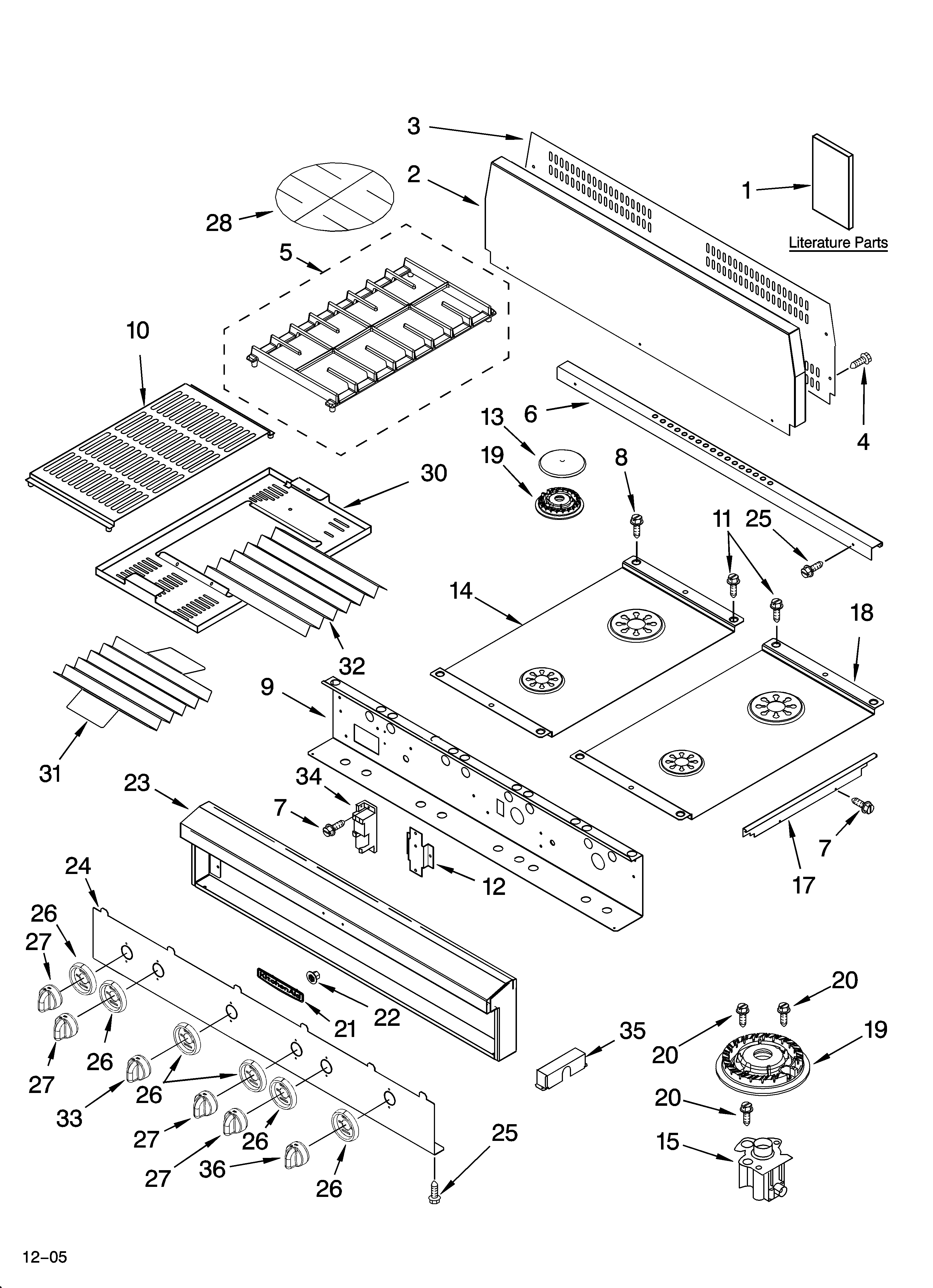 COOKTOP, BURNER AND GRATE PARTS