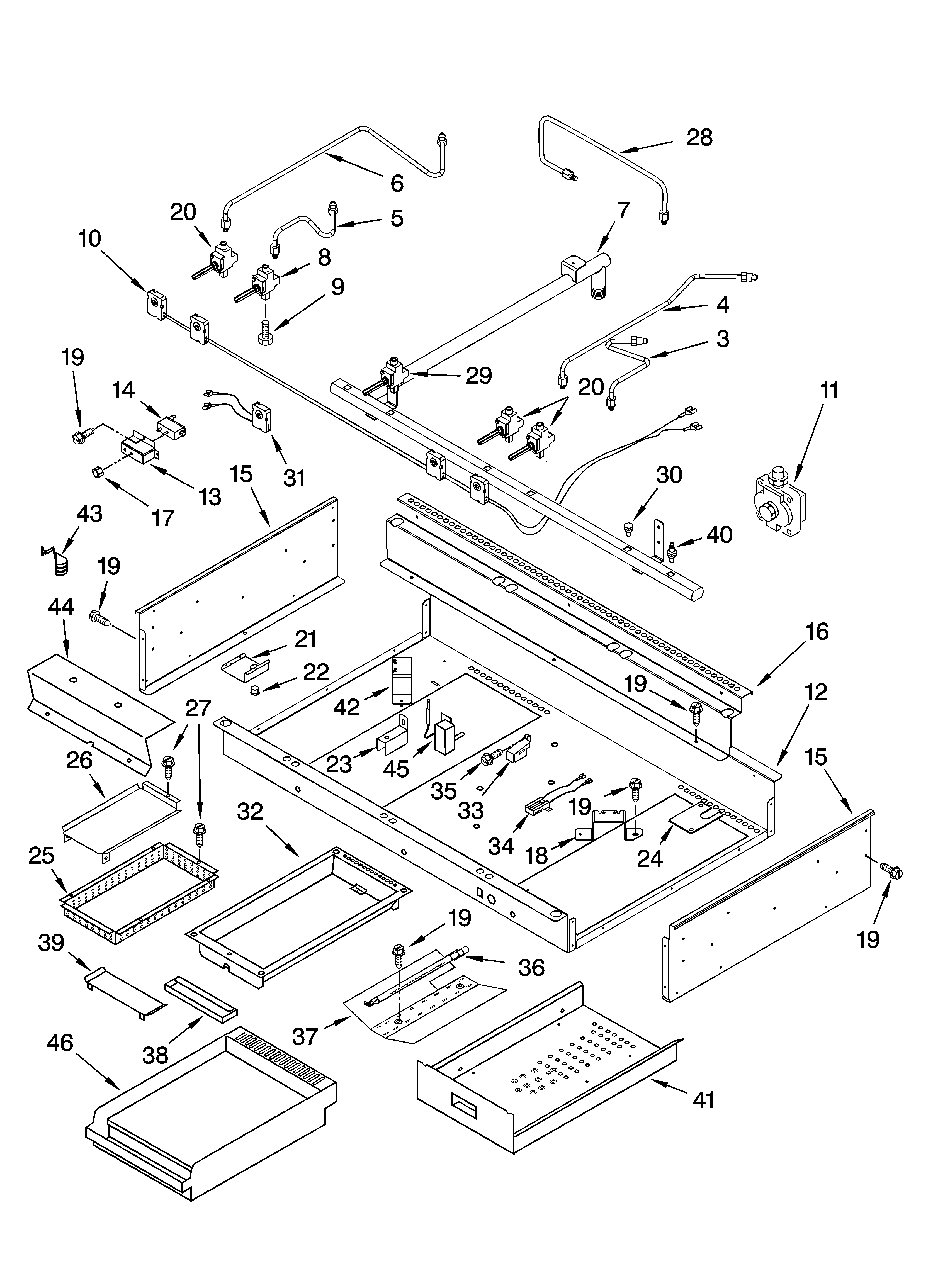 BURNER BOX, GAS VALVES, AND SWITCHES, OPTIONAL PARTS