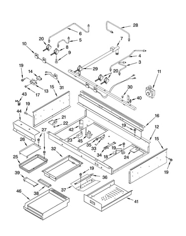 Burner box, gas valves, and switches, optional parts