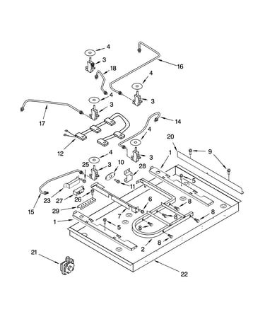 Burner box, gas valves, and switches, optional parts