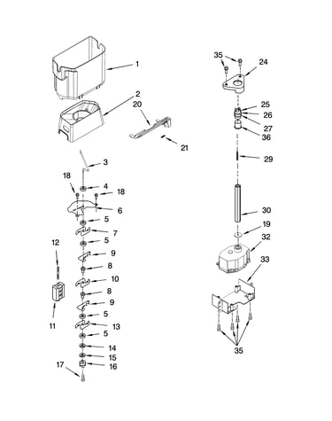 Motor and ice container parts