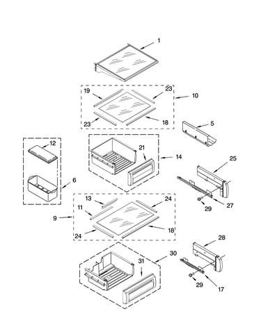 Refrigerator shelf parts