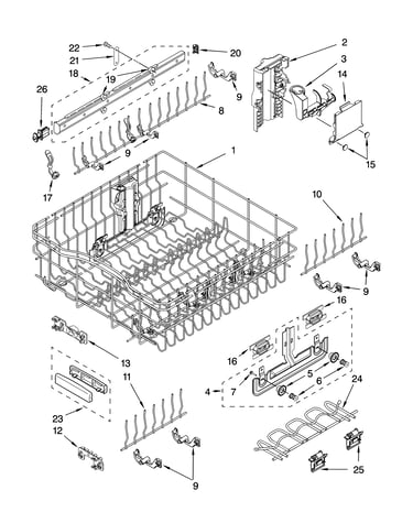 Upper rack and track parts