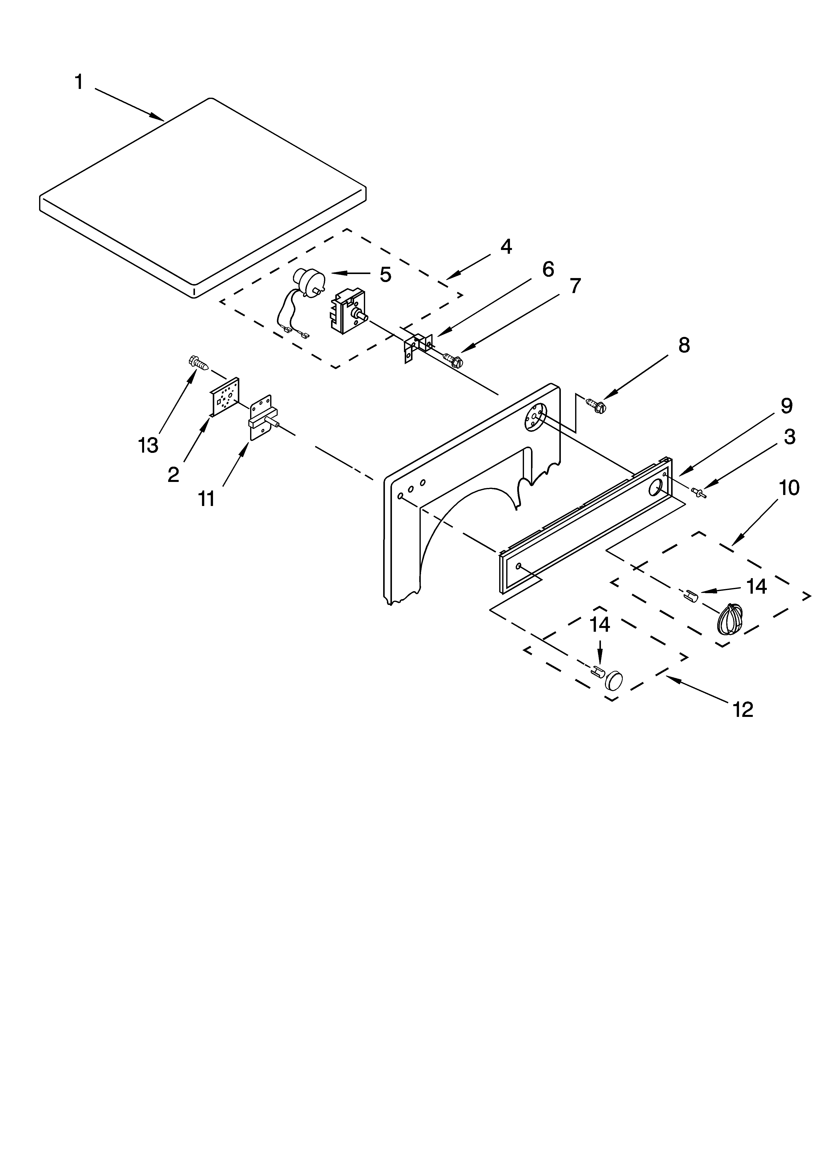Top and console parts, optional parts (not included)