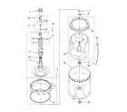 Whirlpool LSW9750PW3 agitator, basket and tub parts diagram