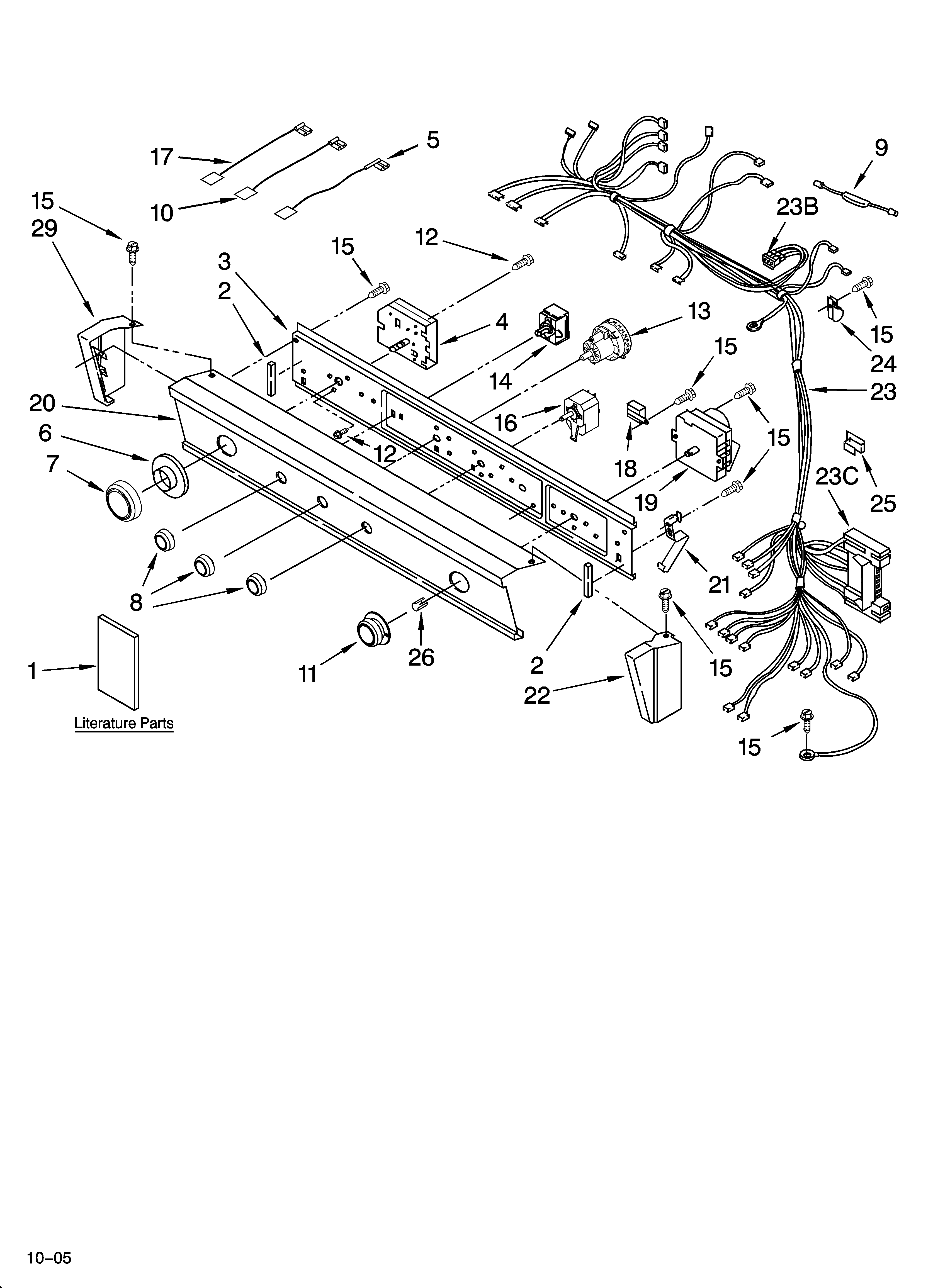 Washer/dryer control panel parts