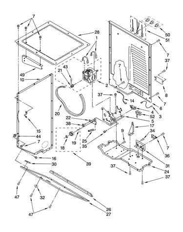 Dryer cabinet and motor parts