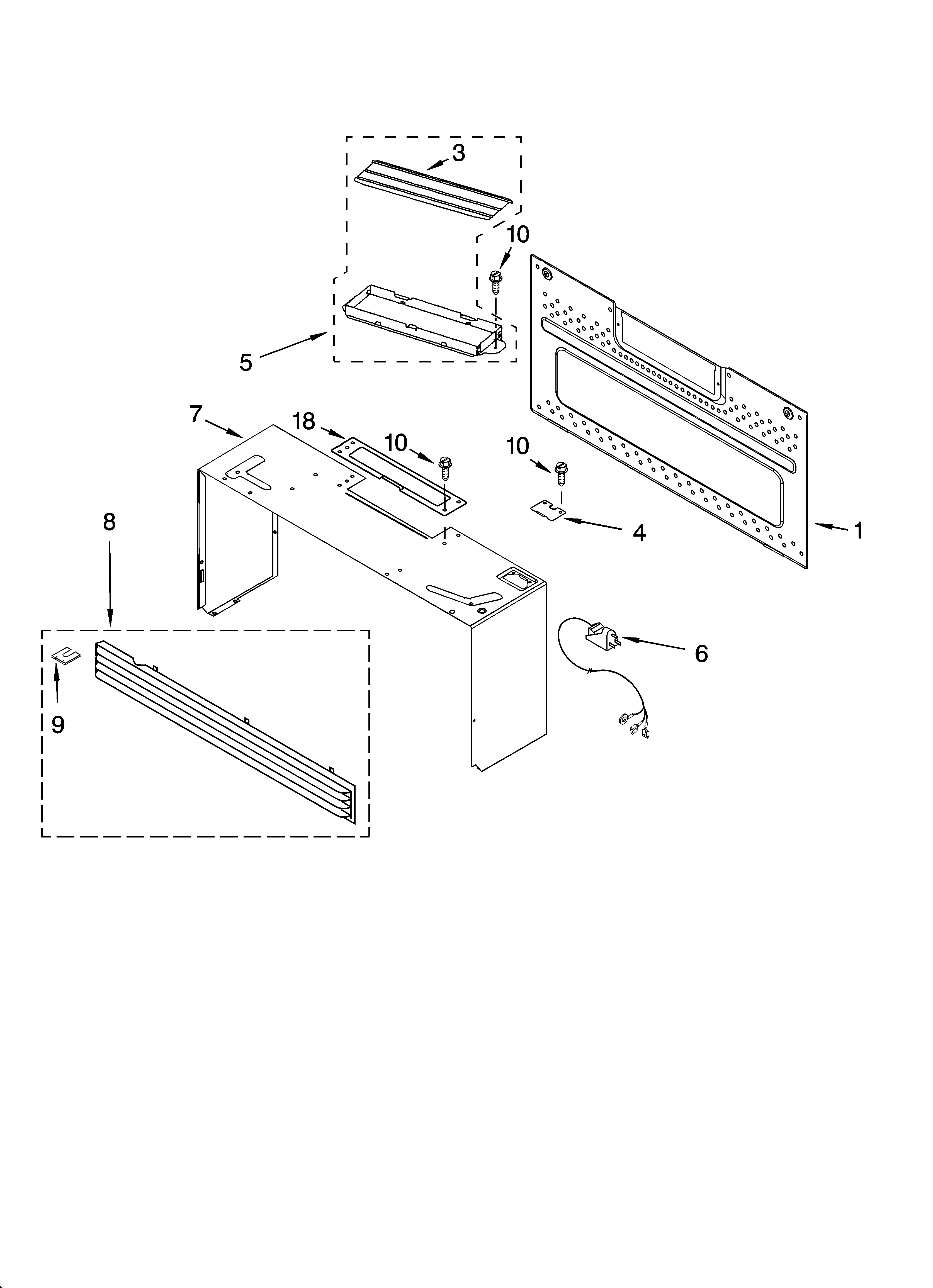 Cabinet and installation parts