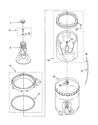 Agitator, basket and tub parts