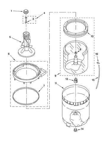 Agitator, basket and tub parts