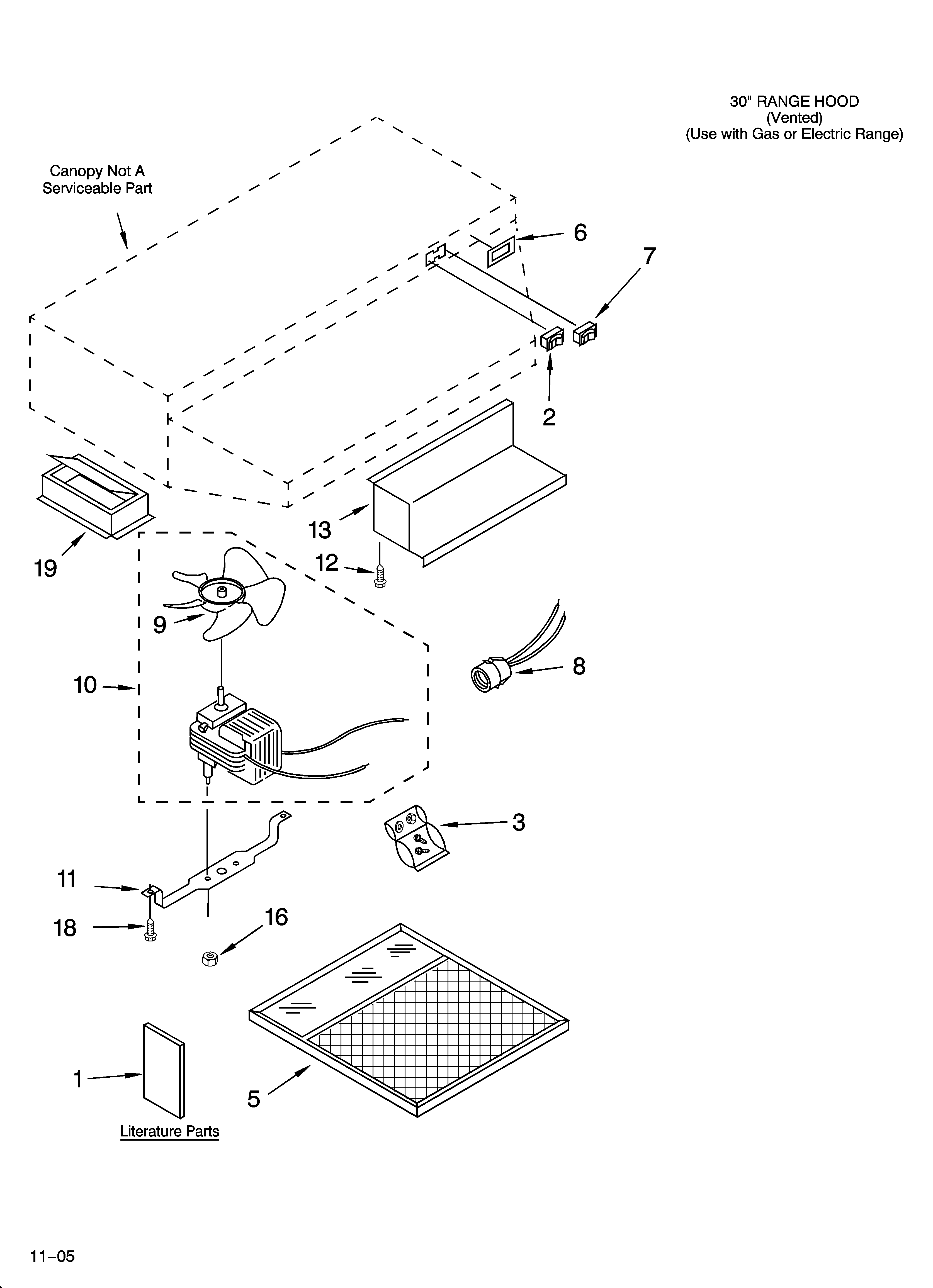 Range hood parts