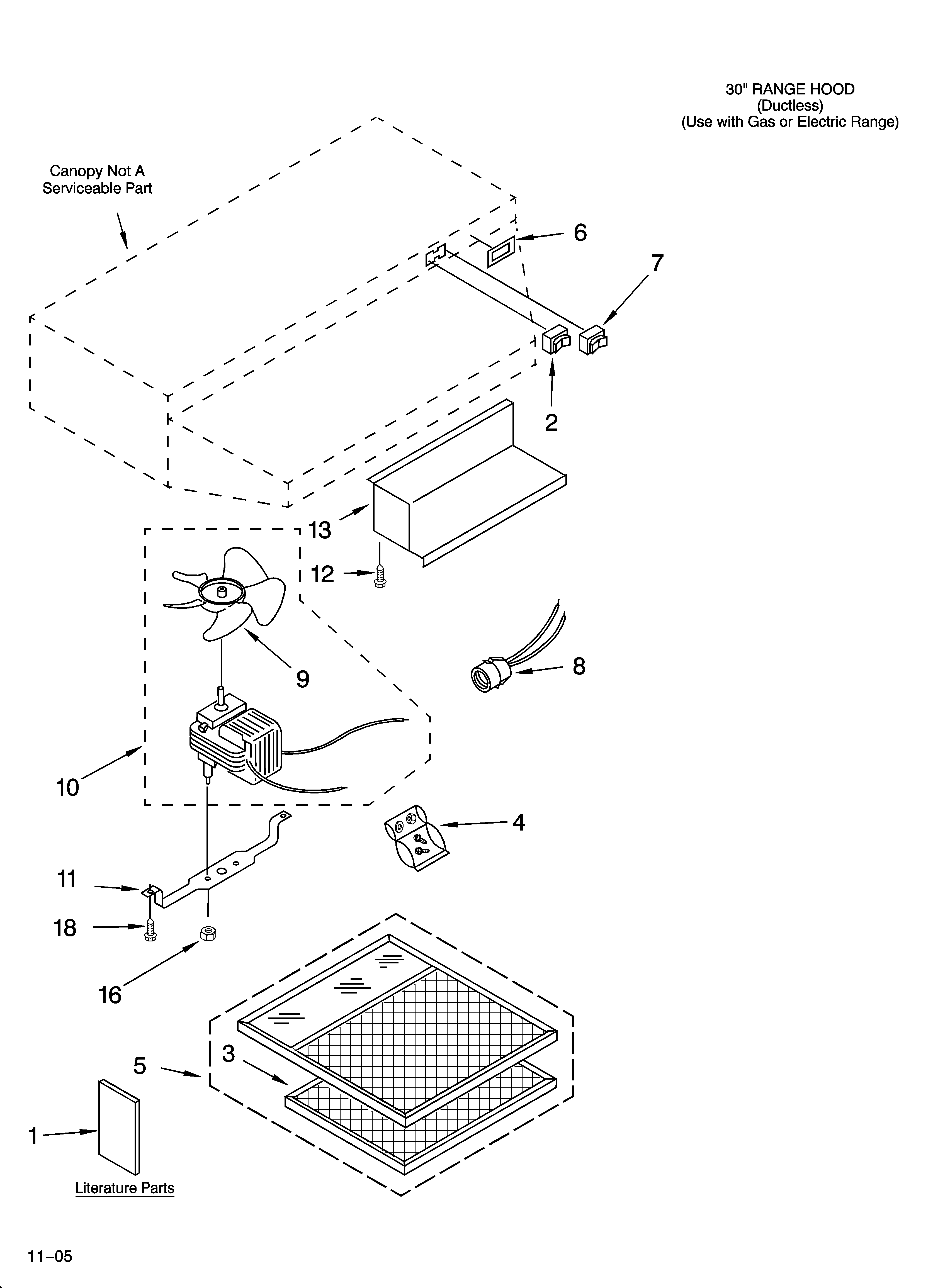 Range hood parts