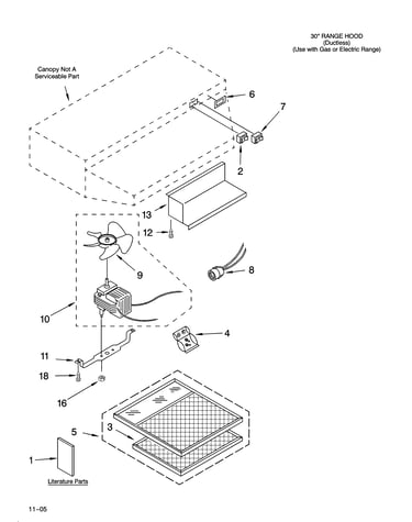 Range hood parts