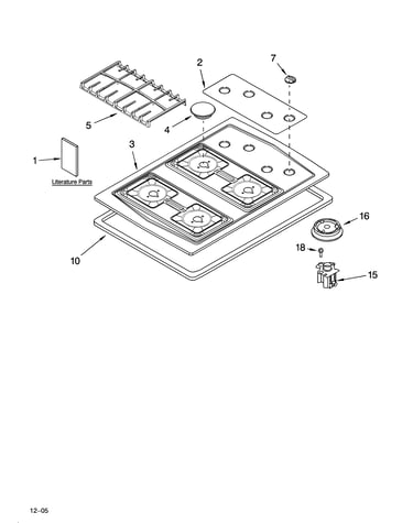 Cooktop, burner and grate parts