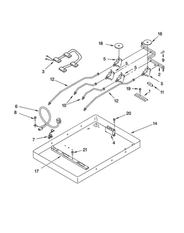 Burner box, gas valves, and switches
