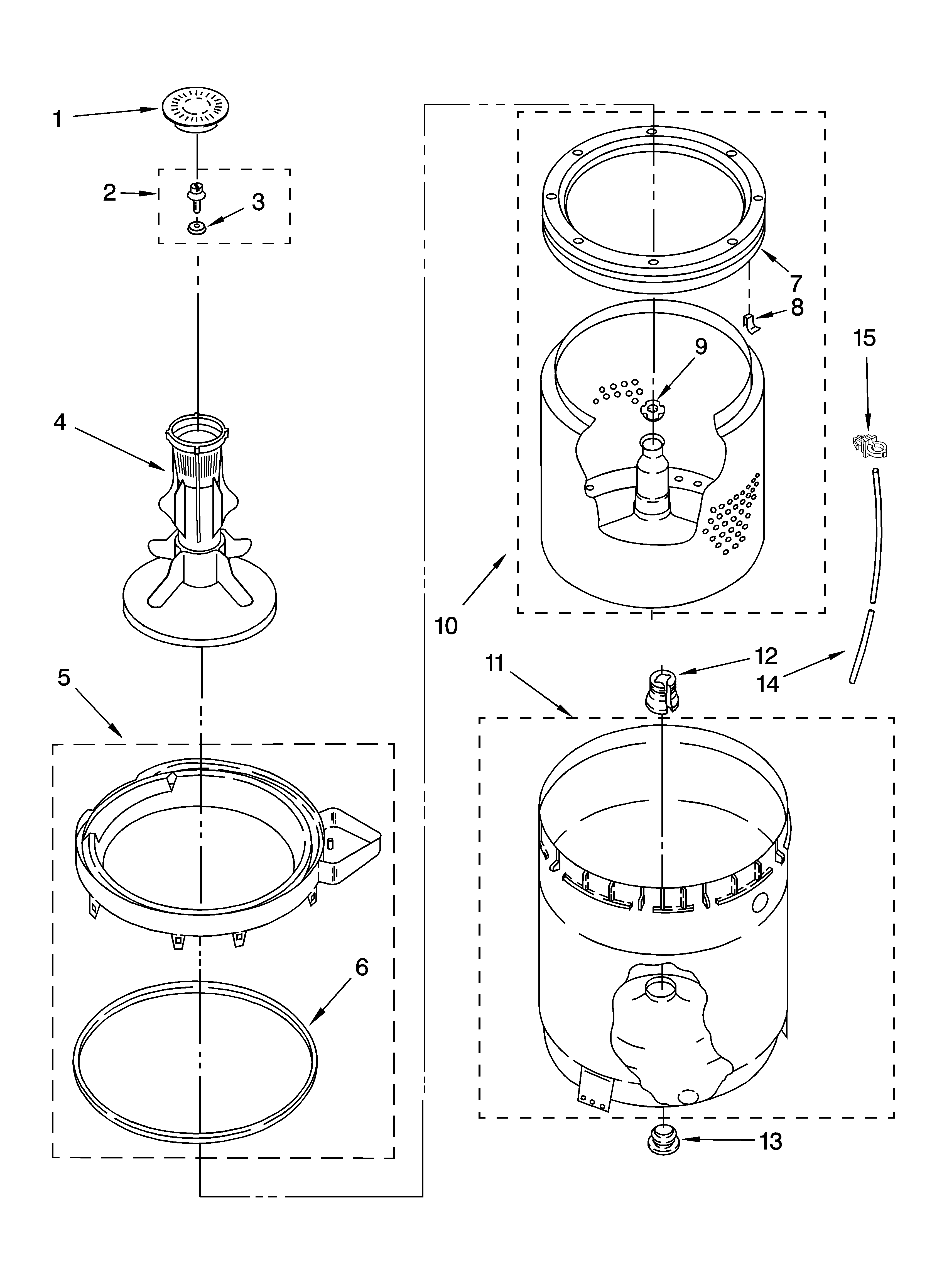 Agitator, basket and tub parts