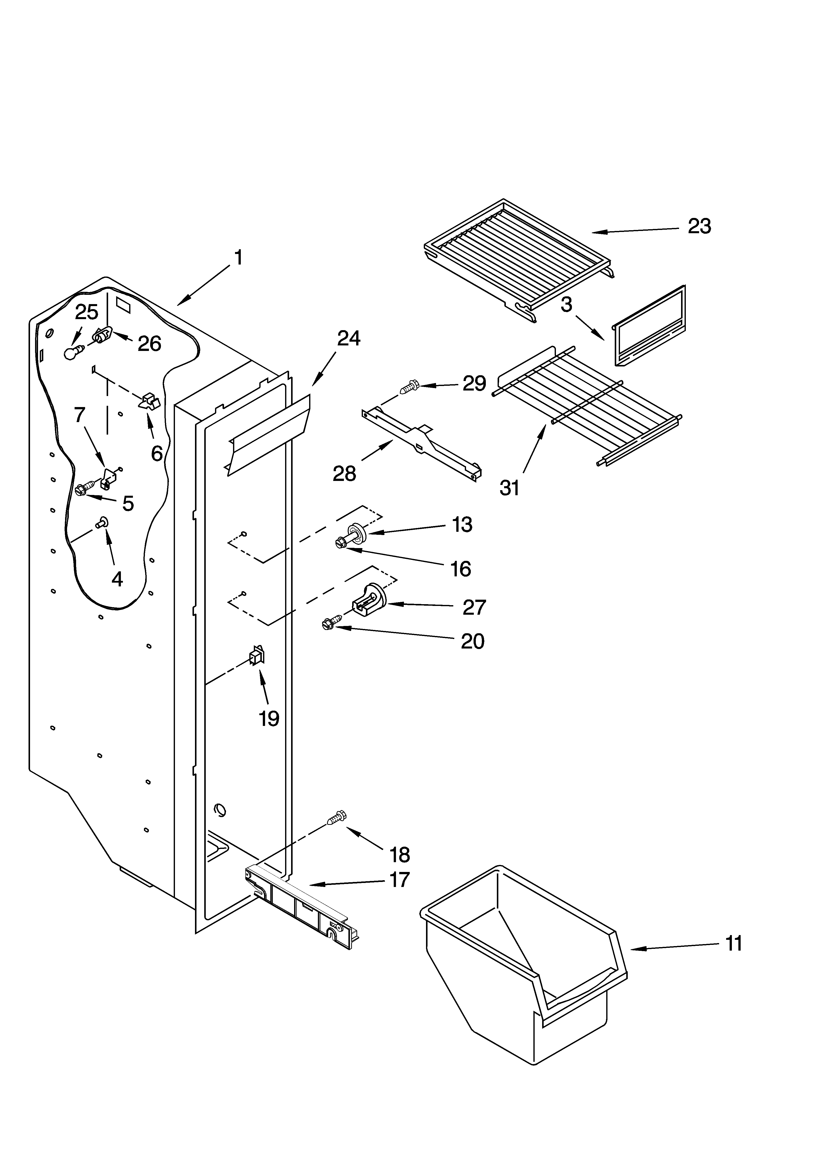 Freezer liner parts
