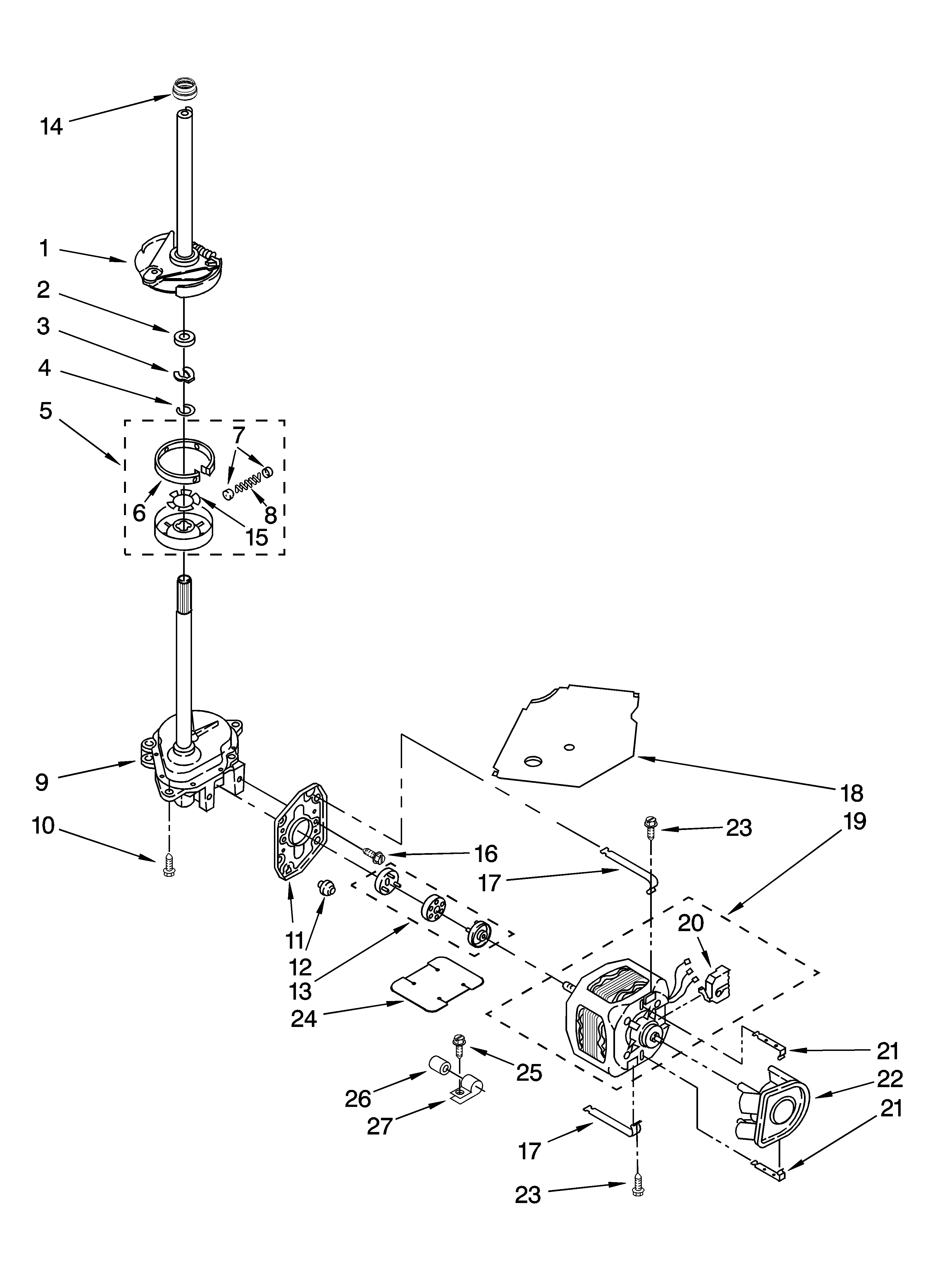 Brake, clutch, gearcase, motor and pump parts
