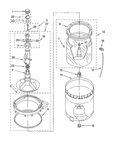 Agitator, basket and tub parts