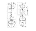 Whirlpool 3XLBR8543JQ4 agitator, basket and tub parts diagram