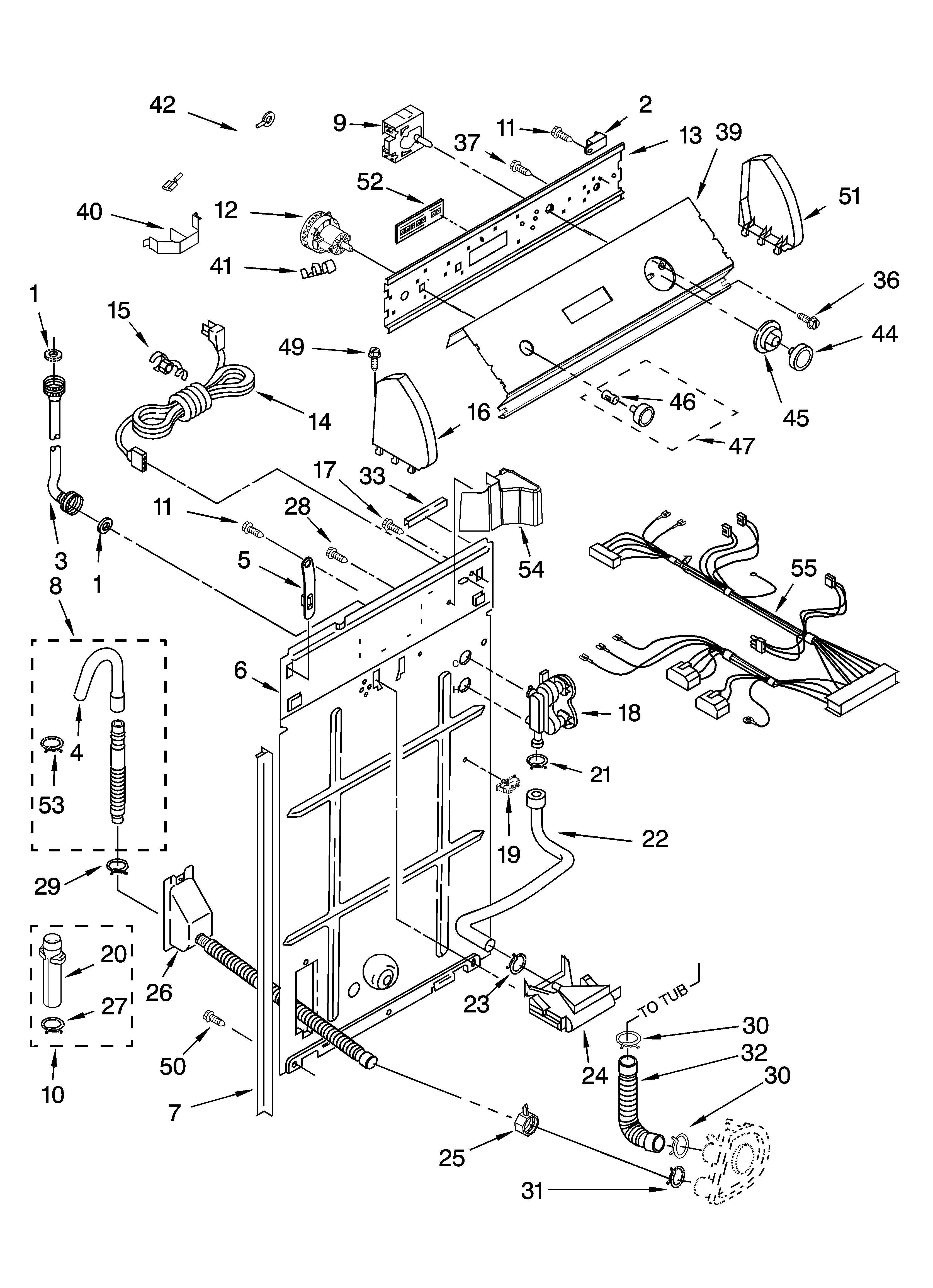 Controls and rear panel parts