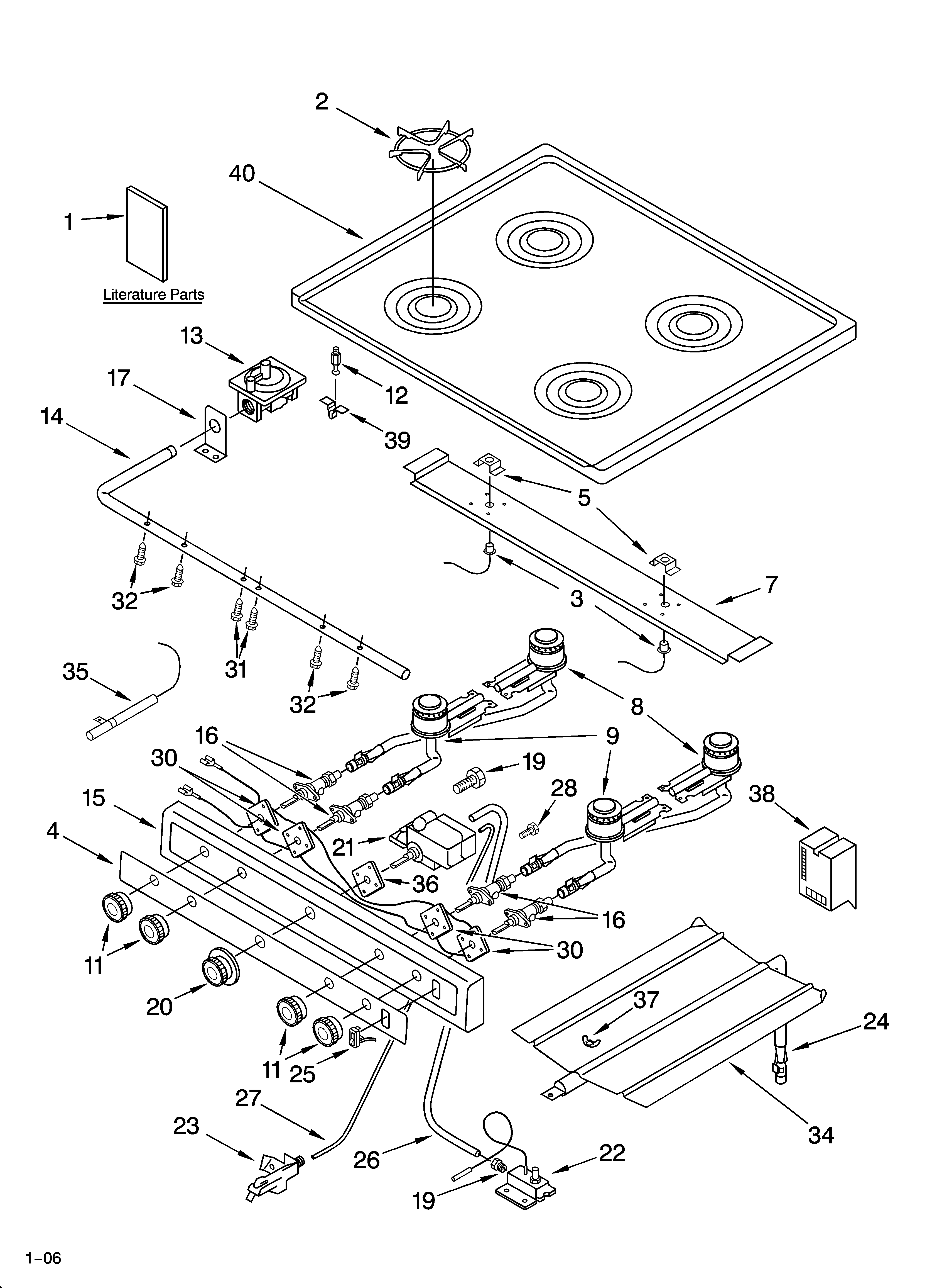 COOKTOP AND MANIFOLD PARTS