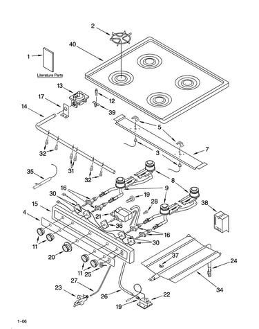 Cooktop and manifold parts