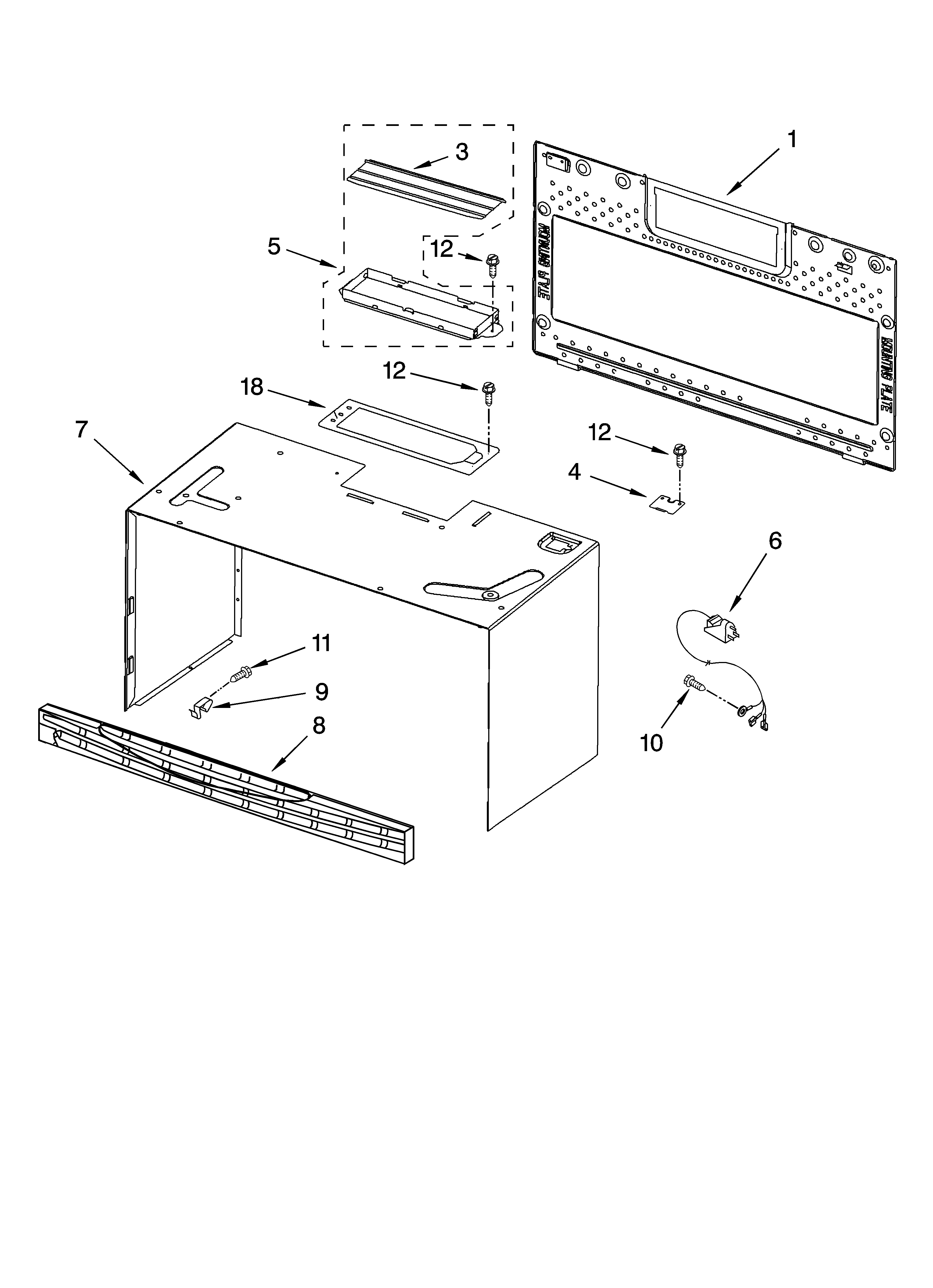 Cabinet and installation parts