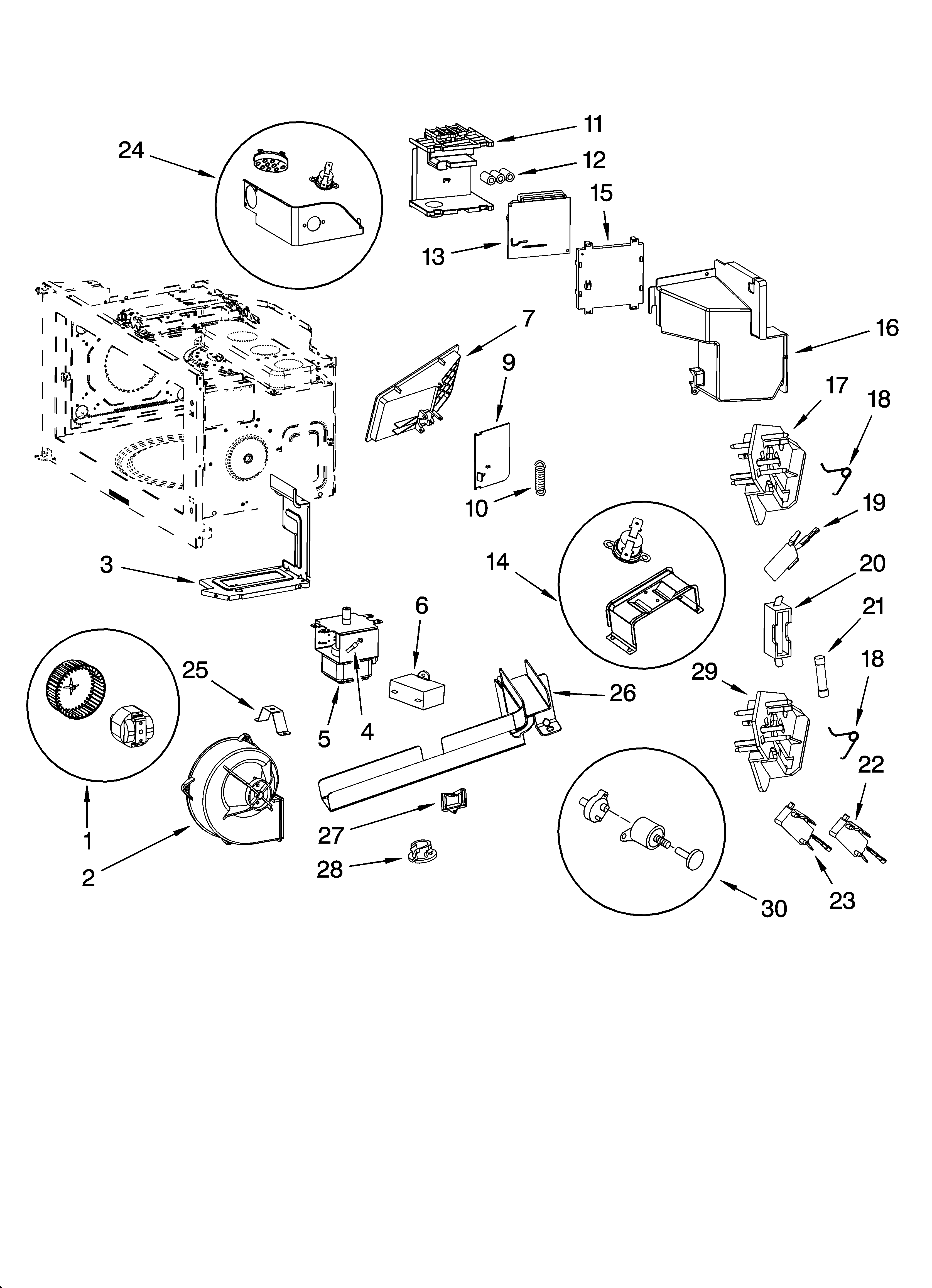 Interior and air flow parts