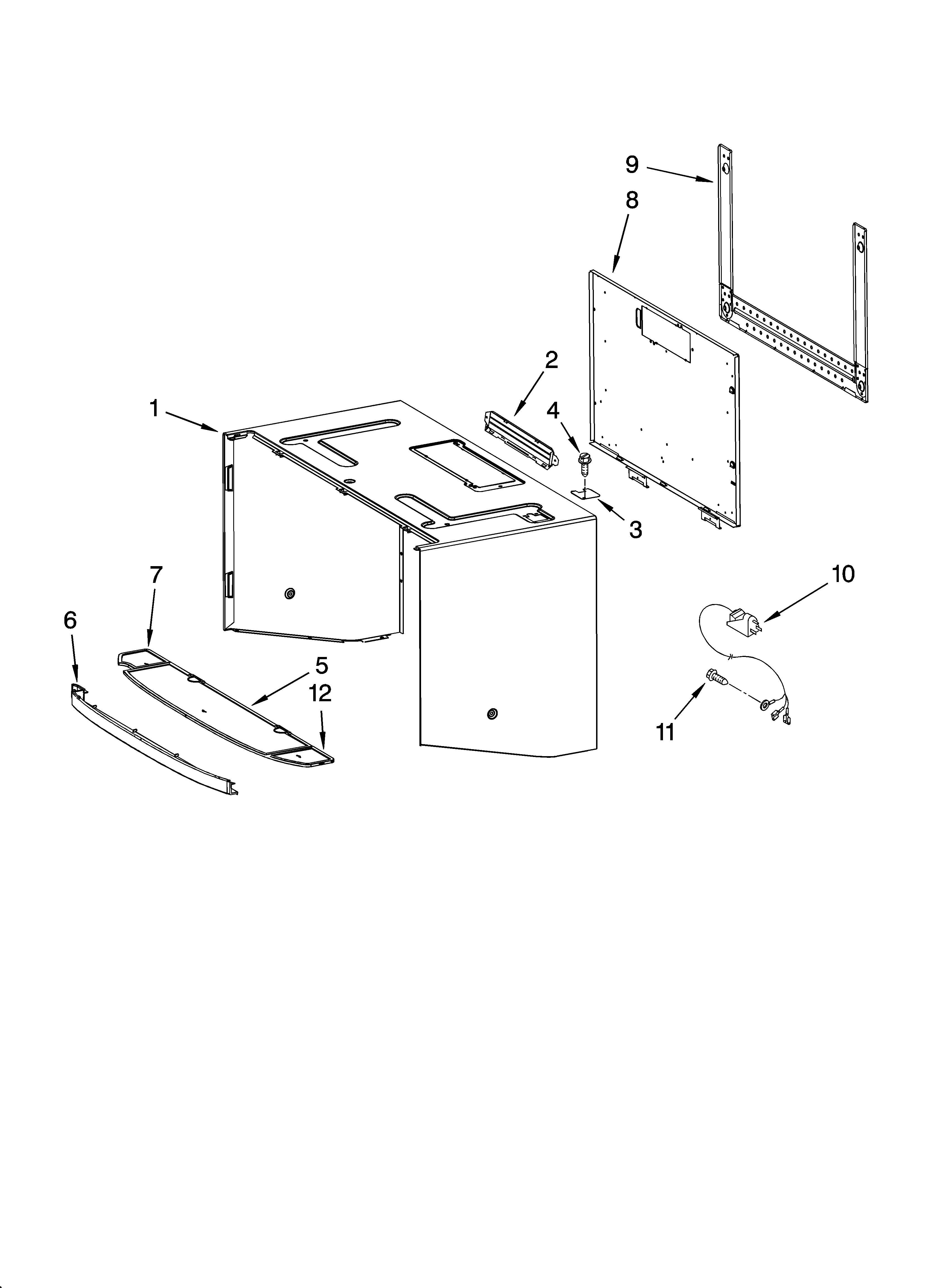 Cabinet and installation parts