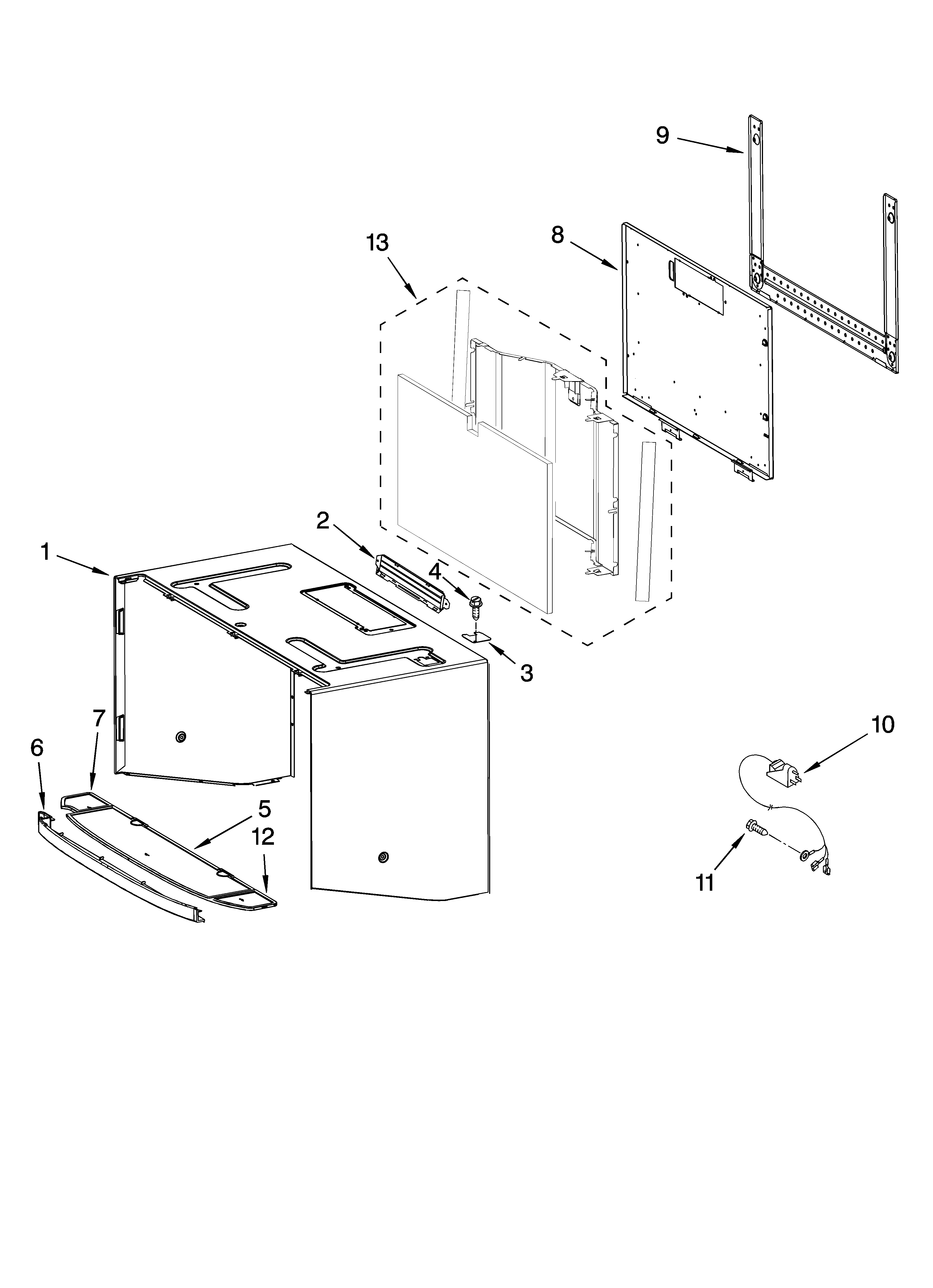 Cabinet and installation parts