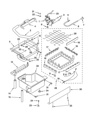Evaporator ice cutter grid and water parts
