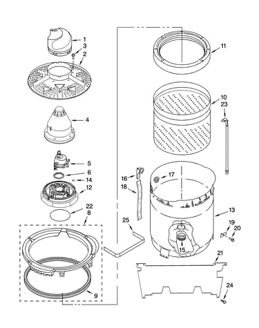 Washplate, basket and tub parts