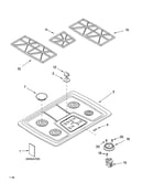 Cooktop, burner and grate parts
