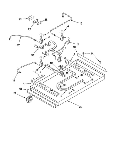 Burner box, gas valves, and switches, optional parts